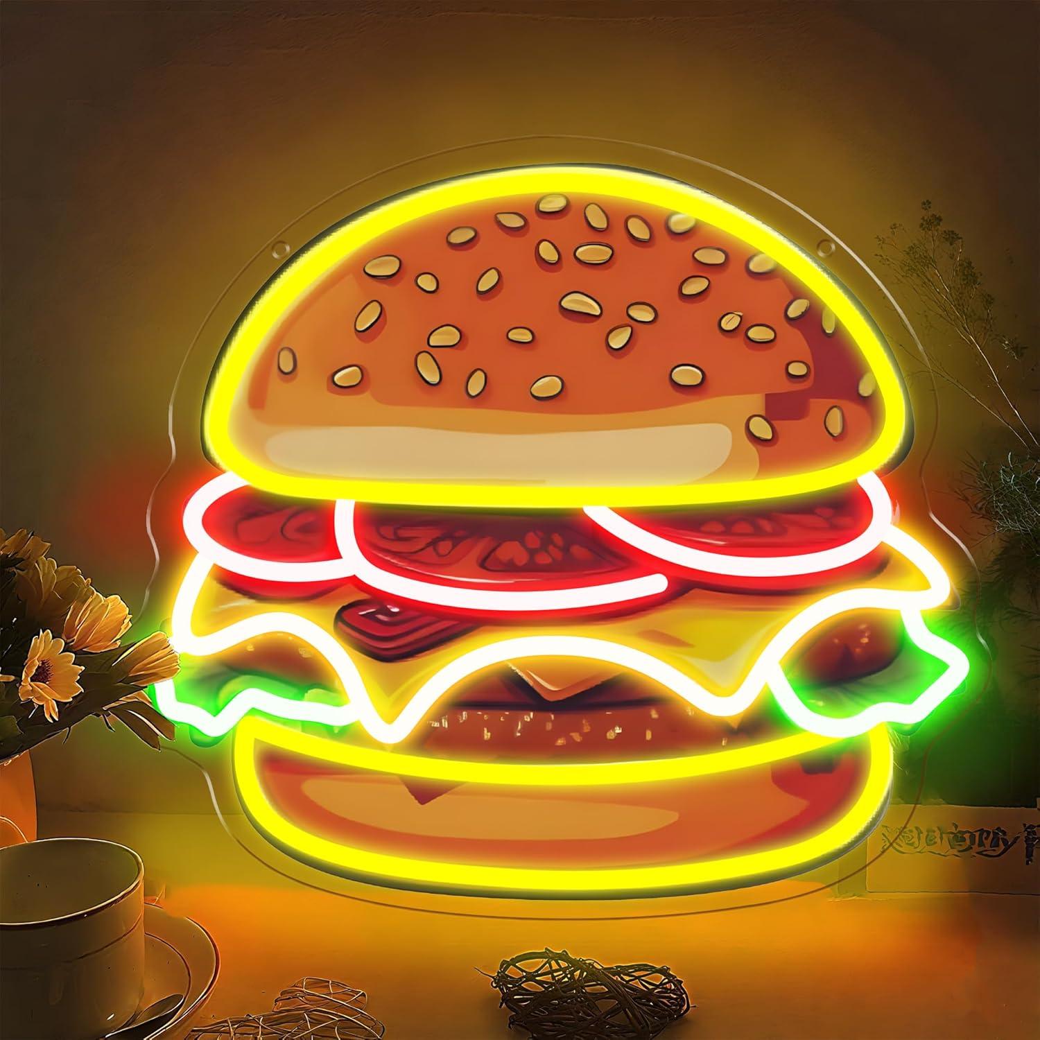 Lighting Decor Items - Burger Neon Tabela LED Hamburger Duvar