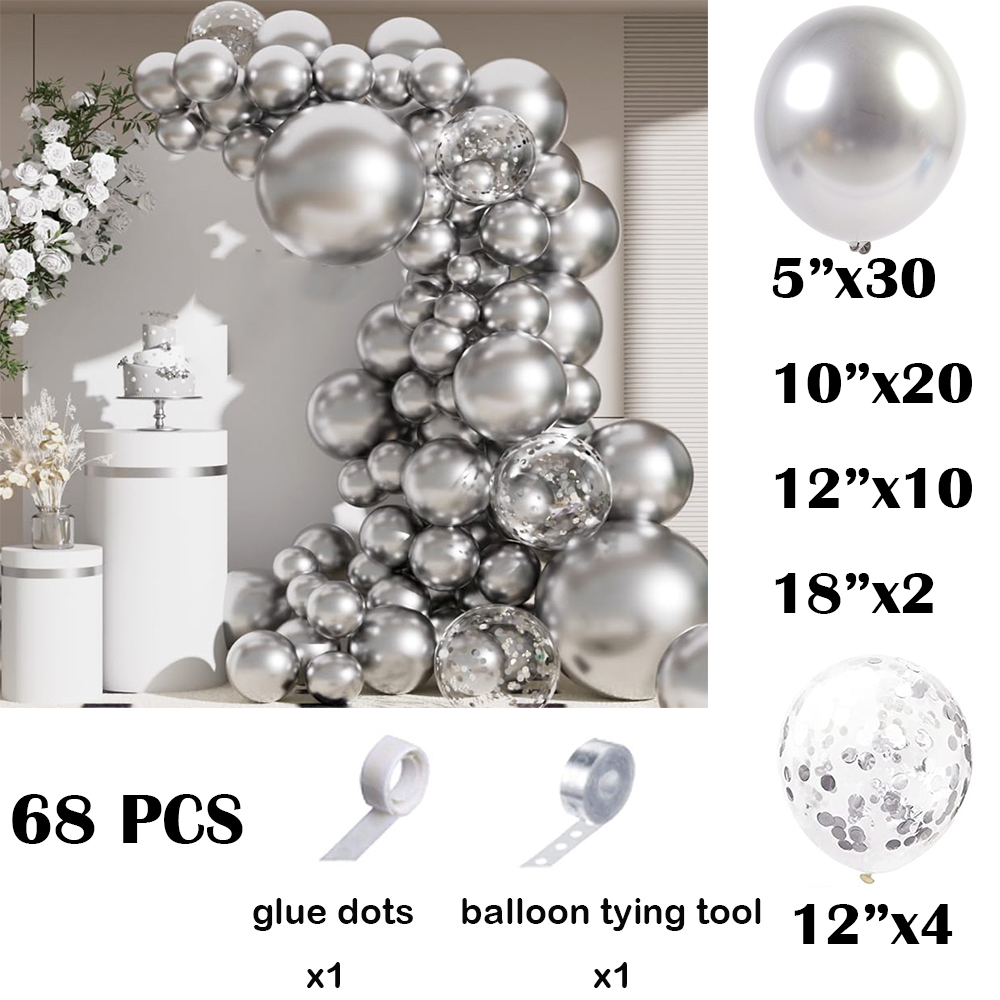 68 Adet Metalik Gümüş Balonlar - Lighting Decoration Wedding incelemesi ve fiyatı
