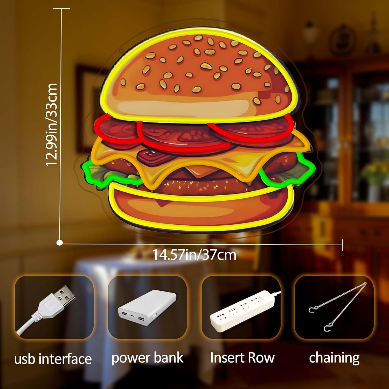 Burger Neon Tabela LED Hamburg - Lighting Decor Items incelemesi ve fiyatı